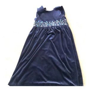 girls blue velvet dress